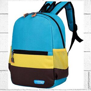 NWOT! Kids Toddler Preschool Color Block Lightweight Backpack w/Bottle Pockets